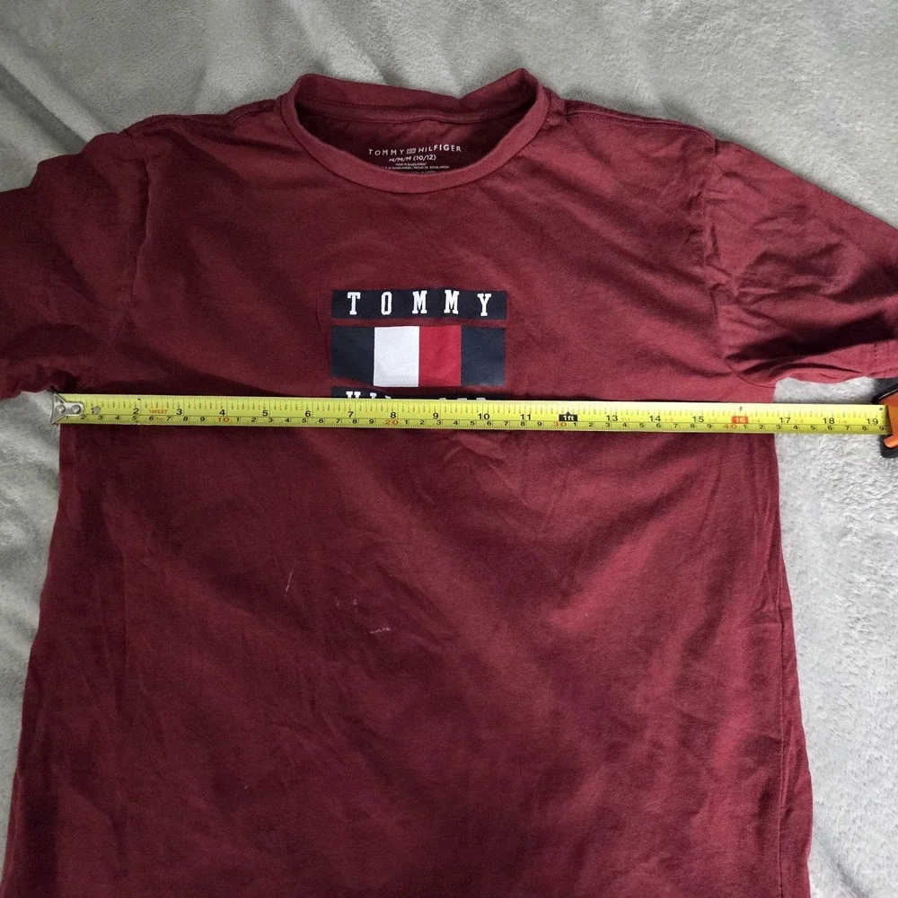 Tommy Hilfiger Shirt Kids 10-12 Red Flag Logo Graphic Crewneck Tee Top